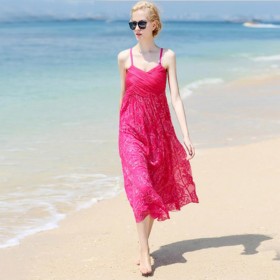 Women 100 Silk dress Beach dress 100% Natural Silk solid rose white dress Holiday summer dresses